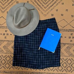 LOFT Navy Plaid A Line Skirt Womens Size 8P